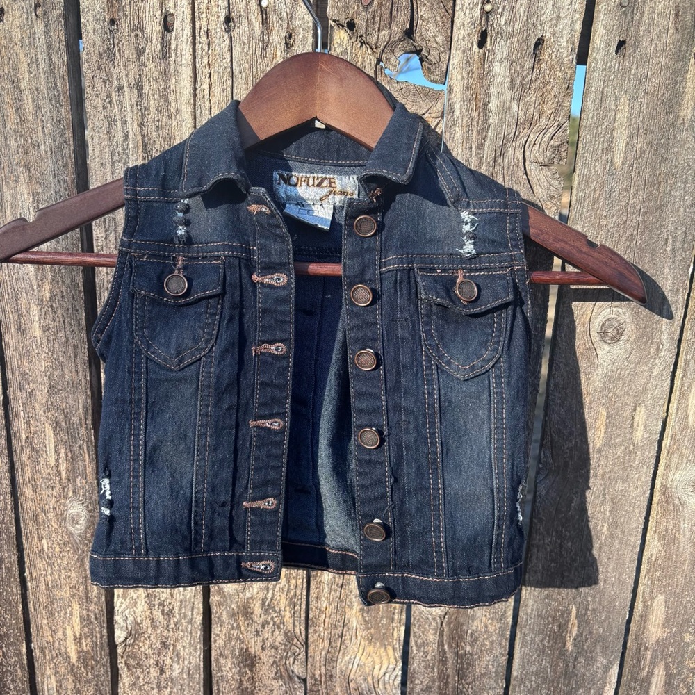 Dark‎ Denim Vest with Button Details